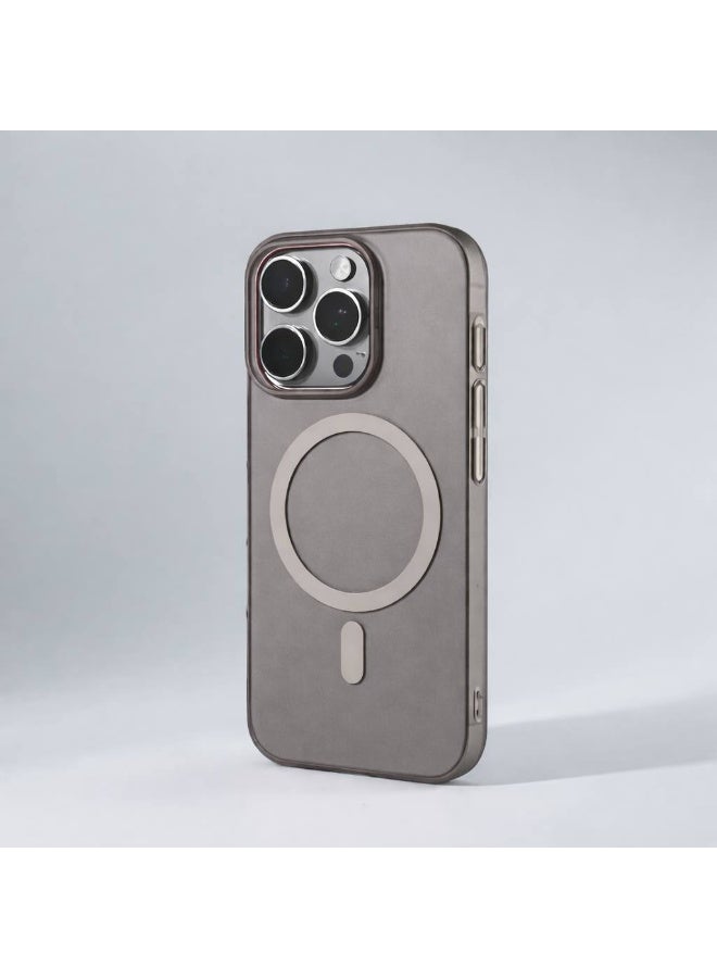 جراب ماج سيف الفاخر غير اللامع لهاتف آيفون 14 برو، غطاء مغناطيسي رفيع مقاوم للصدمات | تيتانيوم طبيعي